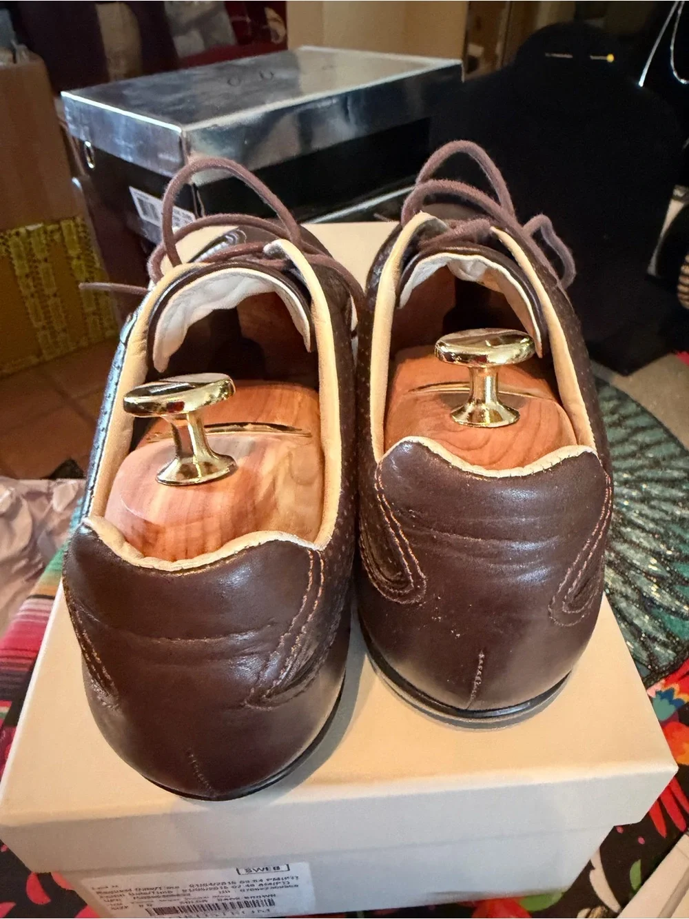 Santoni Dark Brown Leather Sneakers
